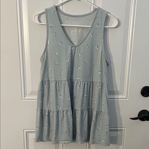 a:glow Light Blue Floral Sleeveless Top
